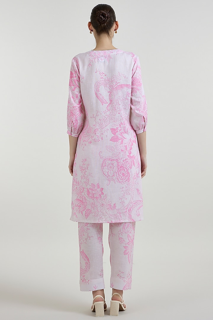 Pink & Ivory Linen Blend Toile Printed Co-Ord Set by Sobariko at Pernia's Pop Up Shop