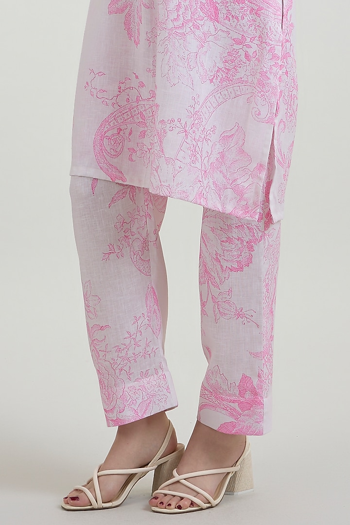 Pink & Ivory Linen Blend Toile Printed Co-Ord Set by Sobariko at Pernia's Pop Up Shop