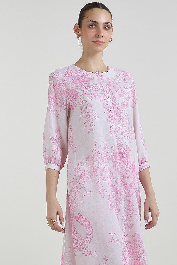 Pink & Ivory Linen Blend Toile Printed Co-Ord Set by Sobariko at Pernia's Pop Up Shop