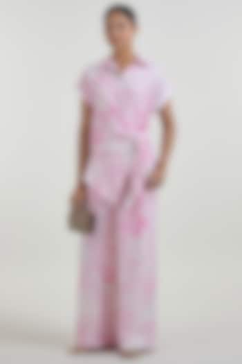 Pink & Ivory Linen Blend Toile Printed Co-Ord Set by Sobariko at Pernia's Pop Up Shop