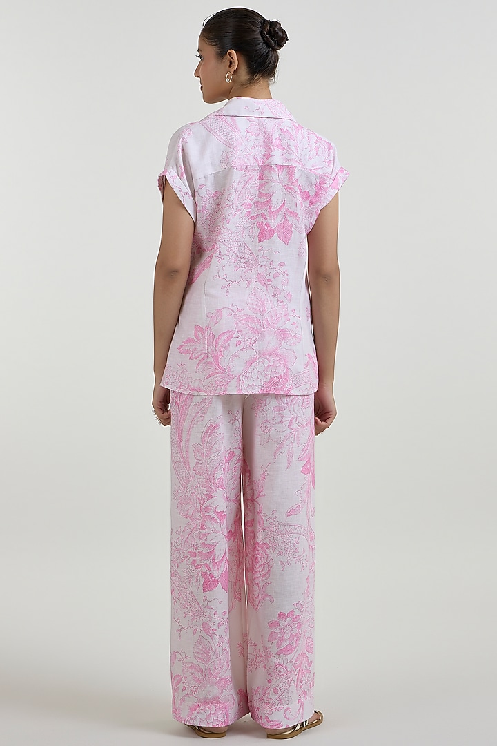 Pink & Ivory Linen Blend Toile Printed Co-Ord Set by Sobariko at Pernia's Pop Up Shop