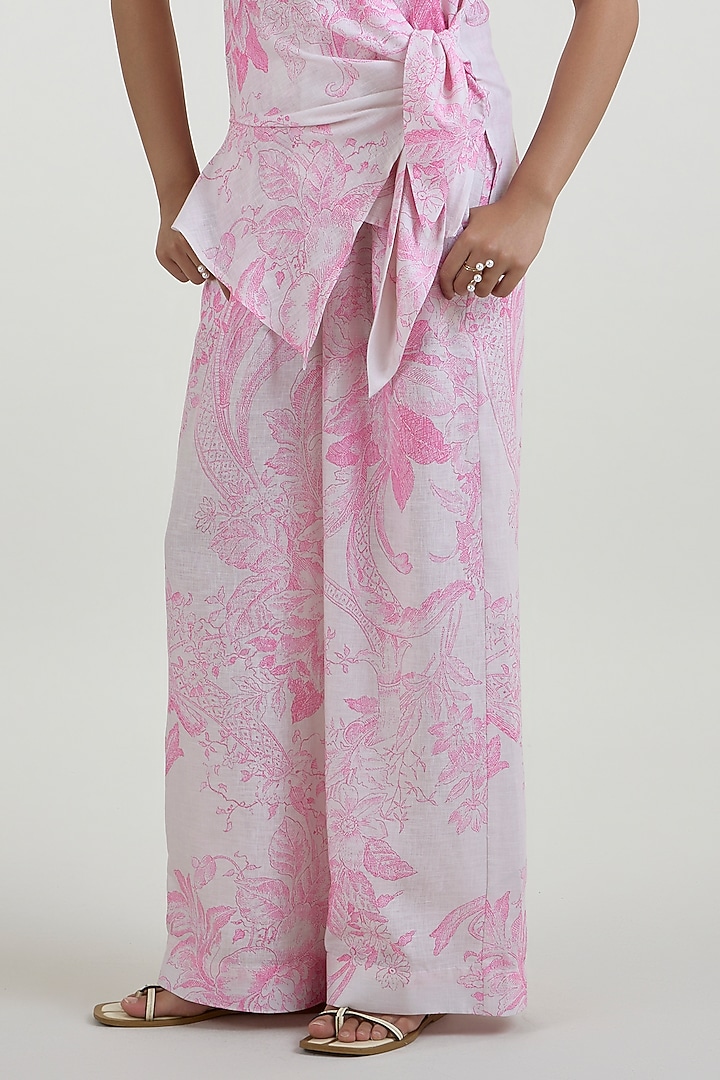 Pink & Ivory Linen Blend Toile Printed Co-Ord Set by Sobariko at Pernia's Pop Up Shop