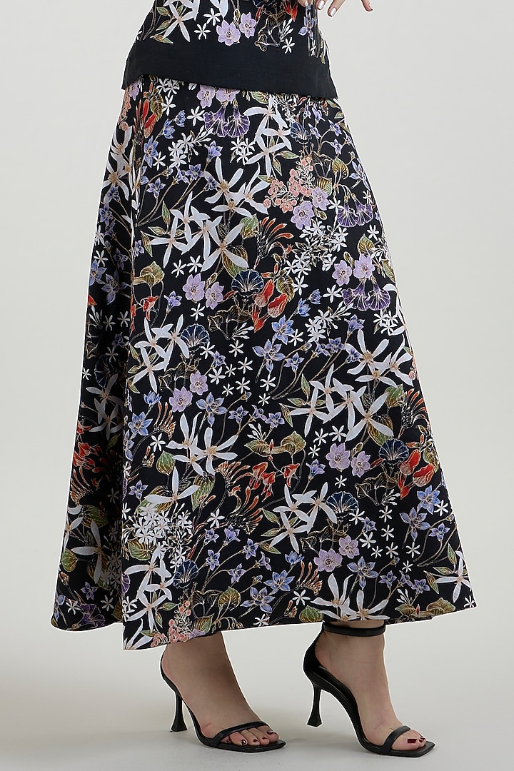 Black Linen Blend Printed Strapless Layered Vacation Dress by Sobariko at Pernia's Pop Up Shop