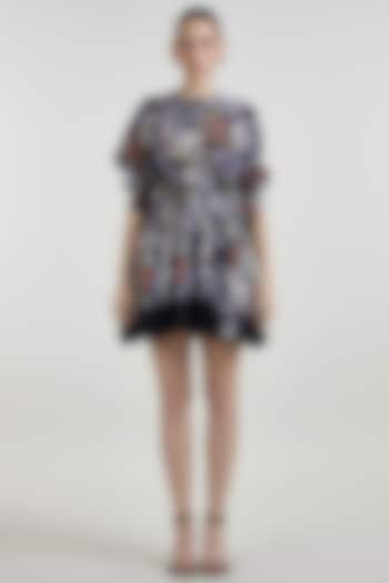 Black Linen Blend Printed Mini Summer Dress by Sobariko at Pernia's Pop Up Shop
