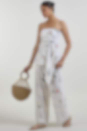 Ivory Linen Blend Printed Co-Ord Set by Sobariko at Pernia's Pop Up Shop