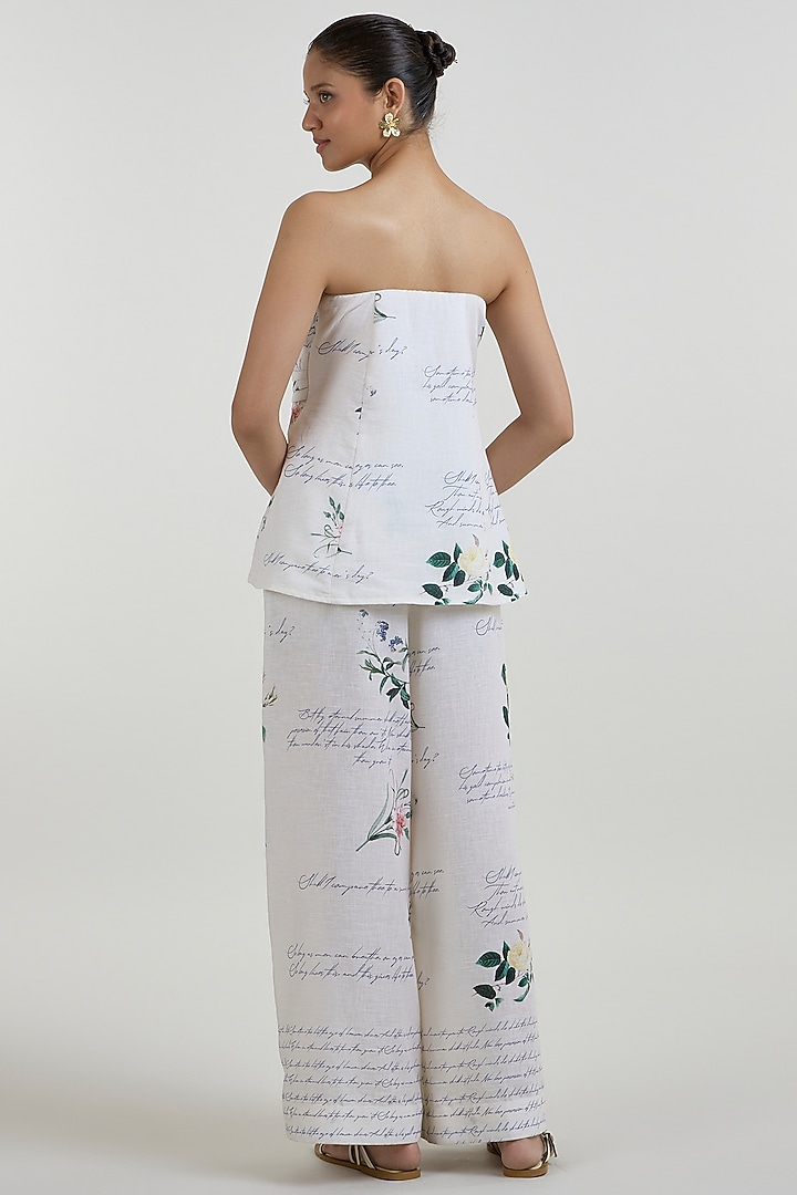 Ivory Linen Blend Printed Co-Ord Set by Sobariko at Pernia's Pop Up Shop