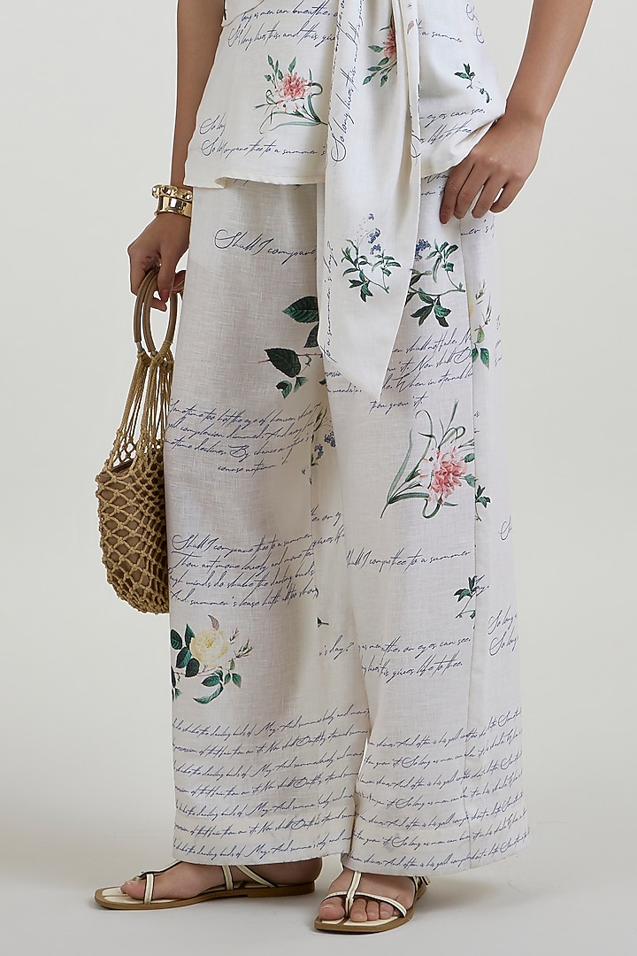 Ivory Linen Blend Printed Co-Ord Set by Sobariko at Pernia's Pop Up Shop