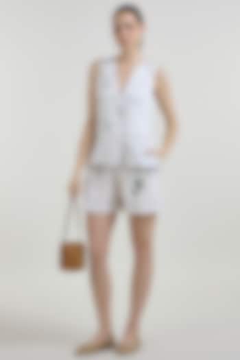 Ivory Linen Blend Printed Co-Ord Set by Sobariko at Pernia's Pop Up Shop