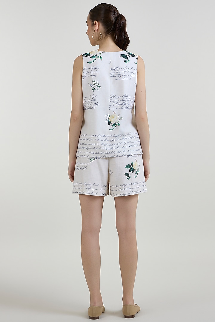 Ivory Linen Blend Printed Co-Ord Set by Sobariko at Pernia's Pop Up Shop