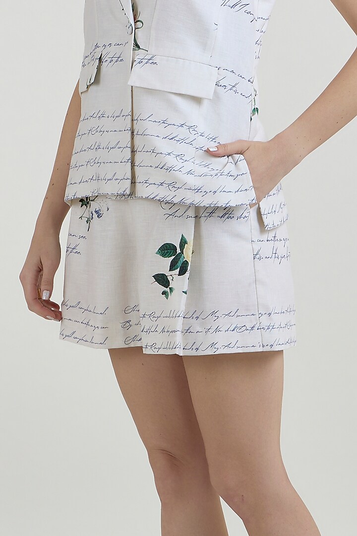 Ivory Linen Blend Printed Co-Ord Set by Sobariko at Pernia's Pop Up Shop