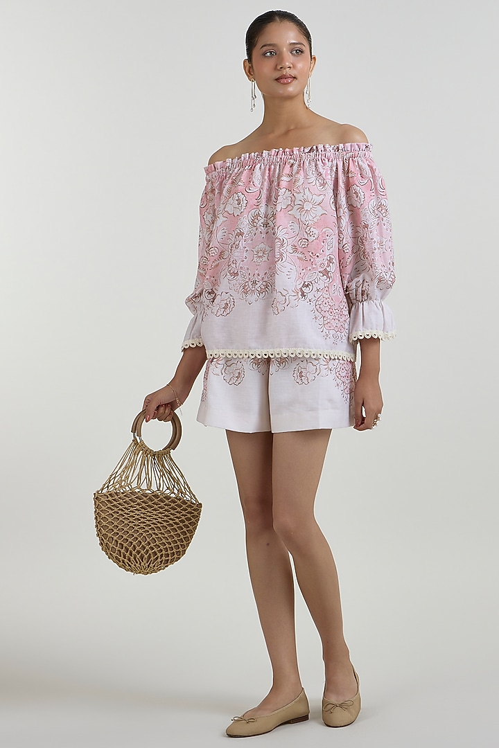 Multi-Colored Linen Blend Printed Co-Ord Set by Sobariko at Pernia's Pop Up Shop