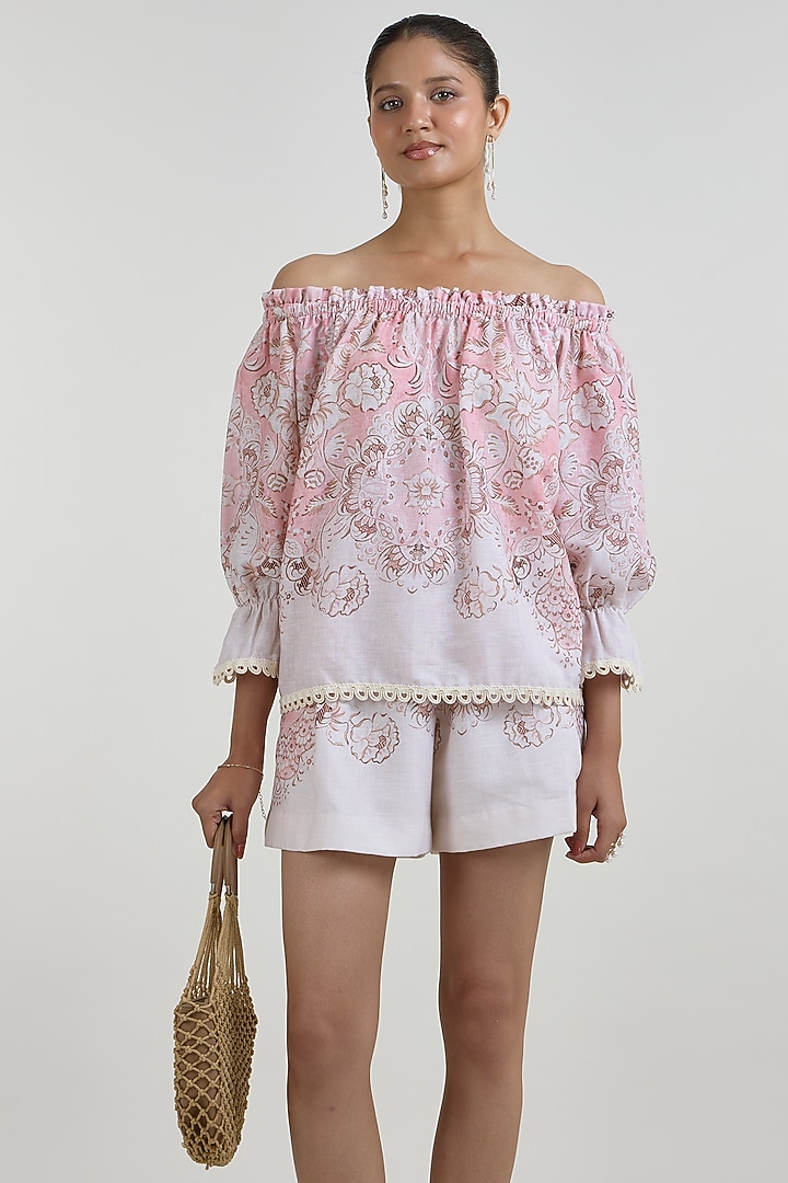 Multi-Colored Linen Blend Printed Co-Ord Set by Sobariko at Pernia's Pop Up Shop