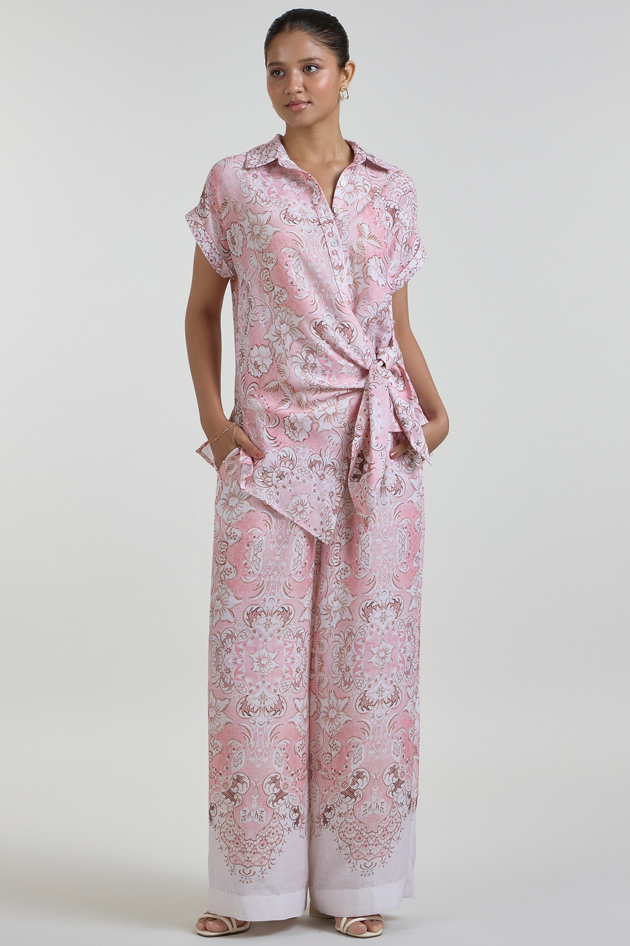 Sobariko Multi-Colored Linen Blend Printed Co-Ord Set