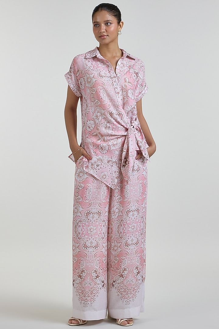 Multi-Colored Linen Blend Printed Co-Ord Set by Sobariko at Pernia's Pop Up Shop