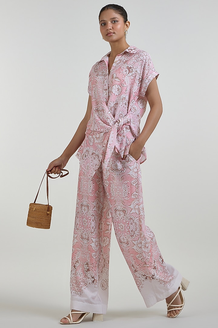 Multi-Colored Linen Blend Printed Co-Ord Set by Sobariko at Pernia's Pop Up Shop