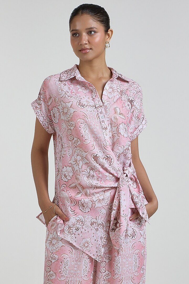 Multi-Colored Linen Blend Printed Co-Ord Set by Sobariko at Pernia's Pop Up Shop