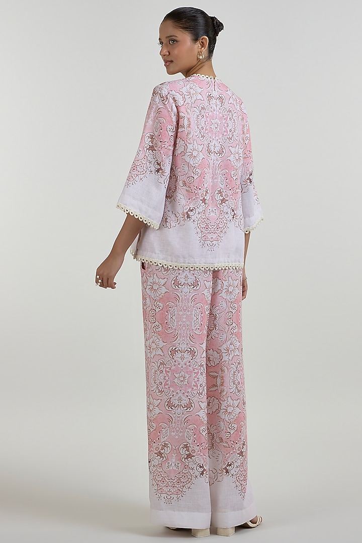 Multi-Colored Linen Blend Floral Printed Co-Ord Set by Sobariko at Pernia's Pop Up Shop