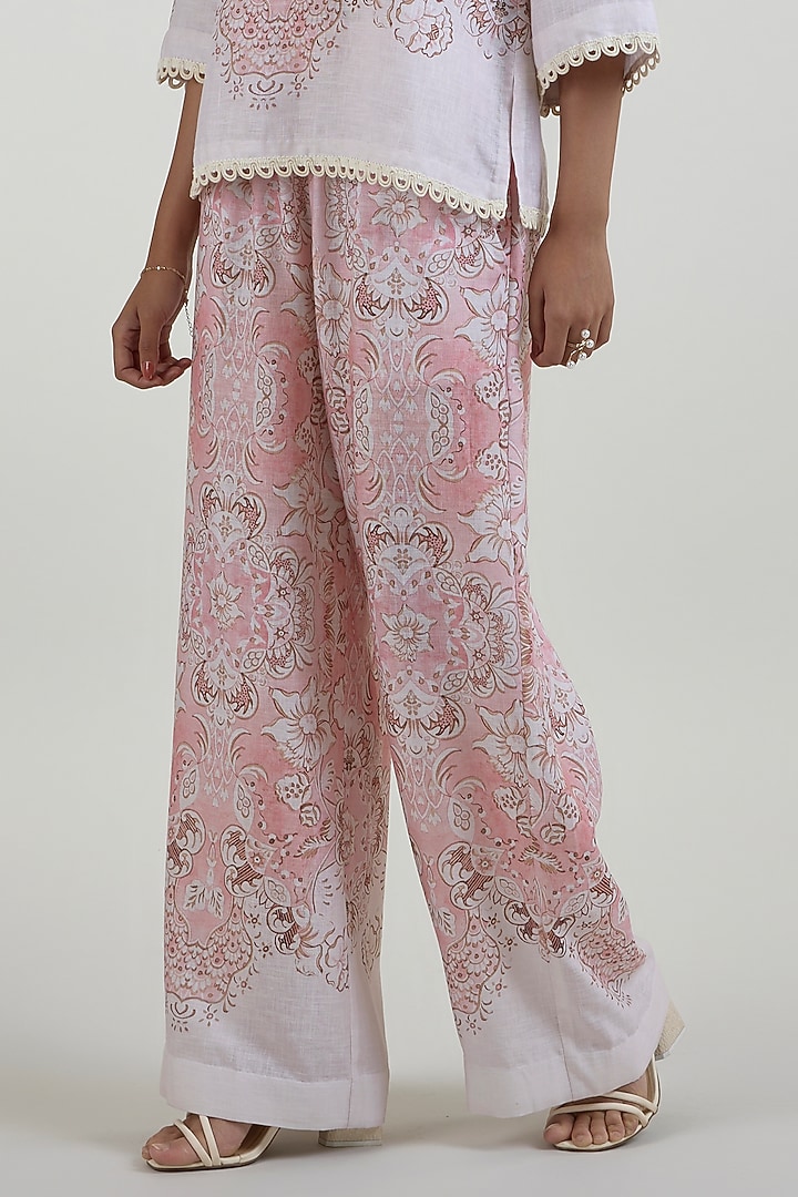 Multi-Colored Linen Blend Floral Printed Co-Ord Set by Sobariko at Pernia's Pop Up Shop