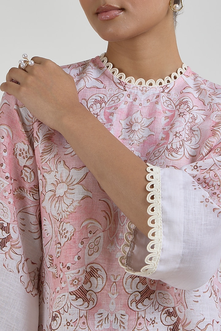 Multi-Colored Linen Blend Floral Printed Co-Ord Set by Sobariko at Pernia's Pop Up Shop