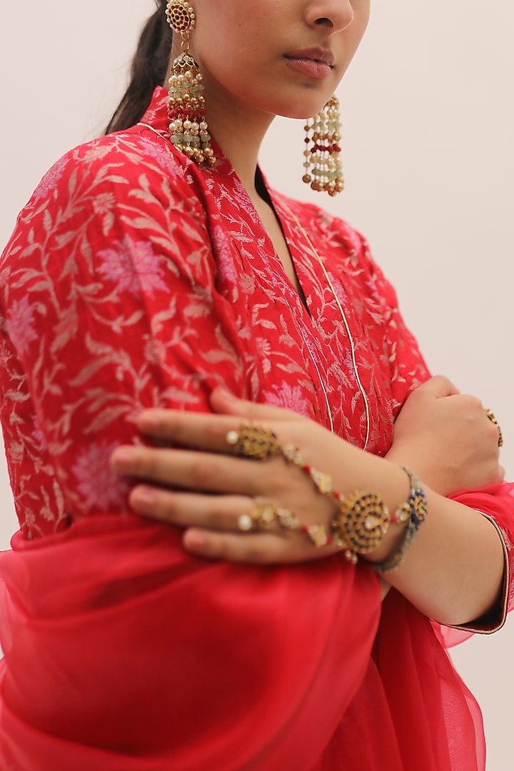 Red Banarasi Silk Wedding Sharara Set by Sobariko at Pernia's Pop Up Shop