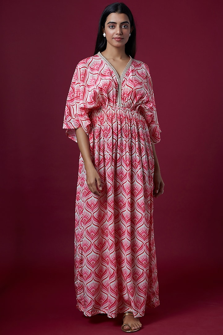 Pink Geometric Printed Jumpsuit by Sobariko