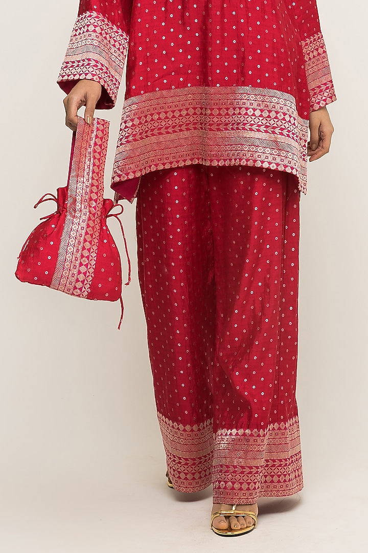 Red Silk Kurta Set by Sobariko at Pernia's Pop Up Shop