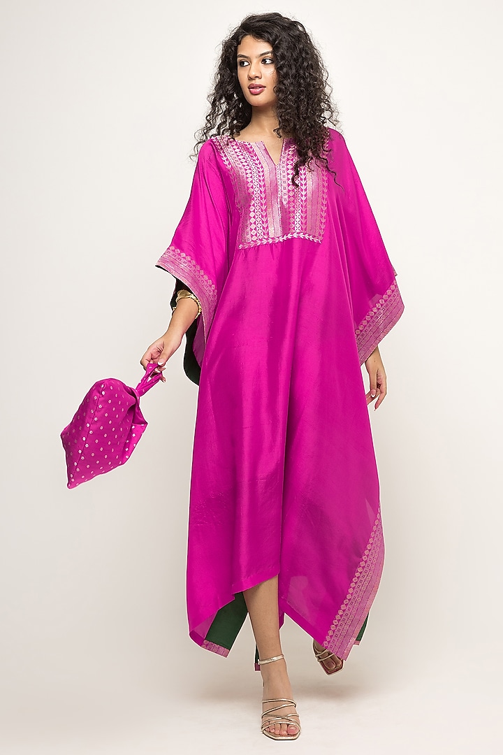 Pink Silk Kaftan by Sobariko at Pernia's Pop Up Shop