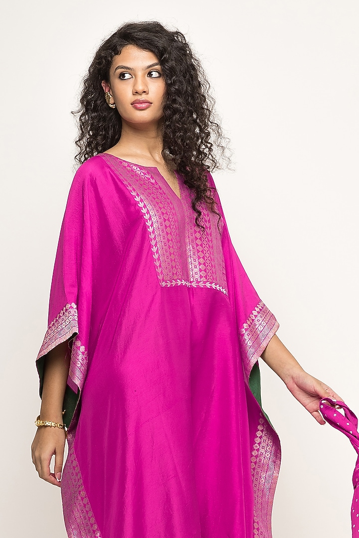 Pink Silk Kaftan by Sobariko at Pernia's Pop Up Shop