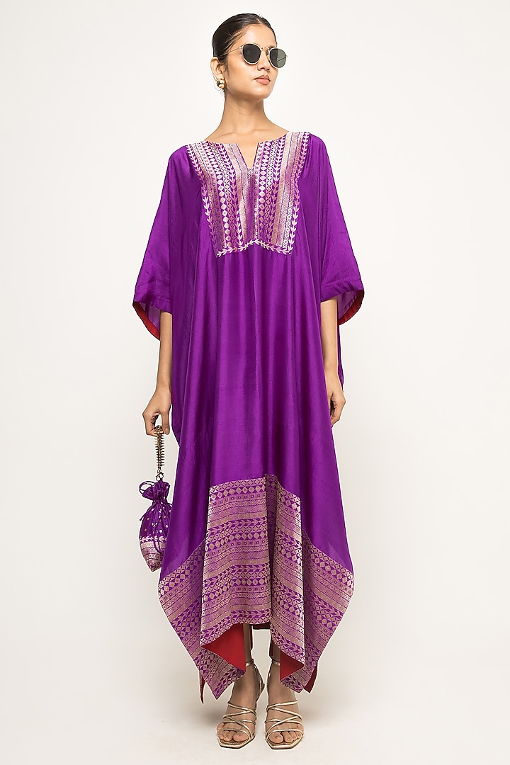 Purple Silk Kaftan by Sobariko at Pernia's Pop Up Shop