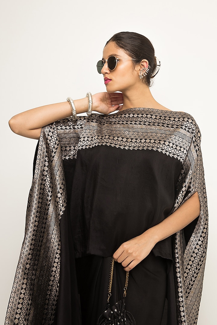 Black Silk Cape Set by Sobariko at Pernia's Pop Up Shop