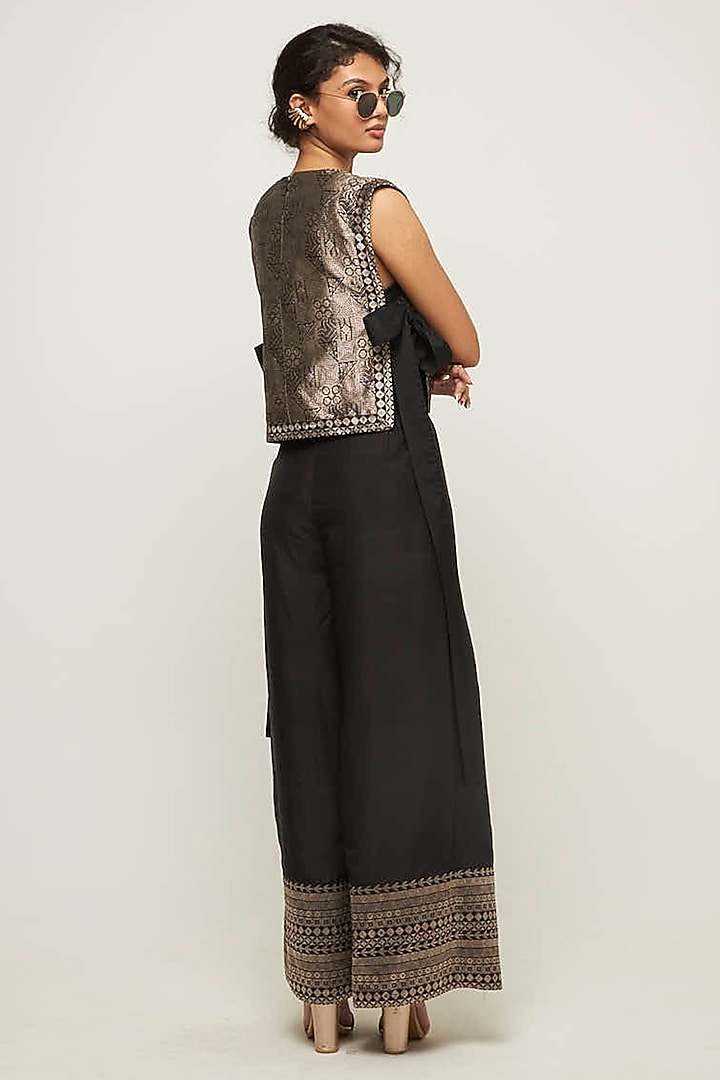 Black Silk Pleated Pant Set by Sobariko at Pernia's Pop Up Shop