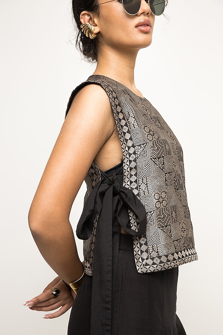 Black Silk Pleated Pant Set by Sobariko at Pernia's Pop Up Shop