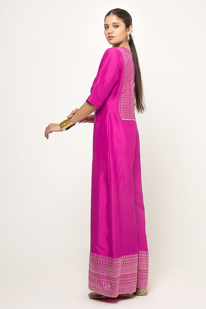 Pink Pure Silk Jumpsuit by Sobariko at Pernia's Pop Up Shop