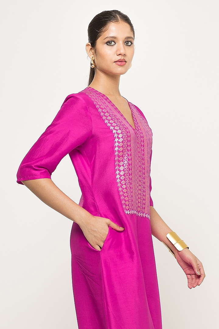 Pink Pure Silk Jumpsuit by Sobariko at Pernia's Pop Up Shop
