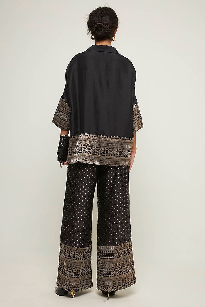 Black Brocade Pant Set by Sobariko at Pernia's Pop Up Shop
