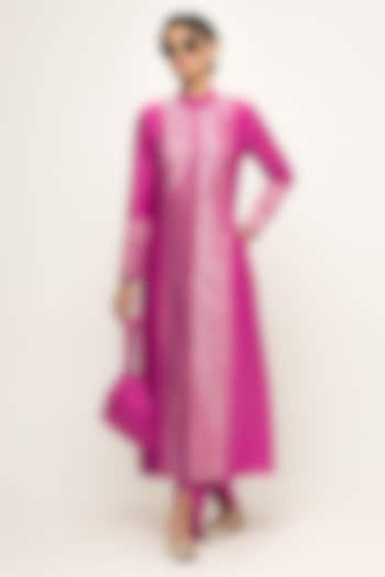 Pink Silk & Satin Long Jacket Set by Sobariko at Pernia's Pop Up Shop