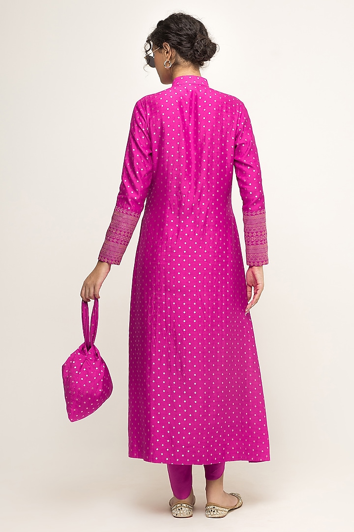 Pink Silk & Satin Long Jacket Set by Sobariko at Pernia's Pop Up Shop