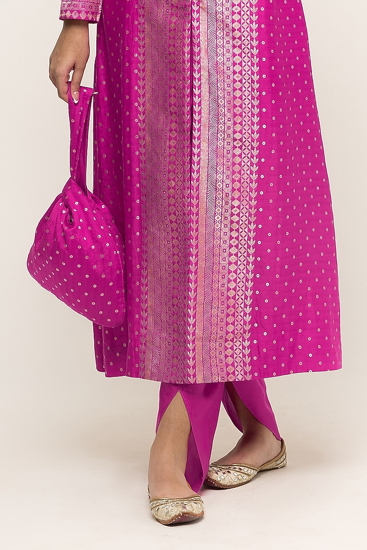 Pink Silk & Satin Long Jacket Set by Sobariko at Pernia's Pop Up Shop