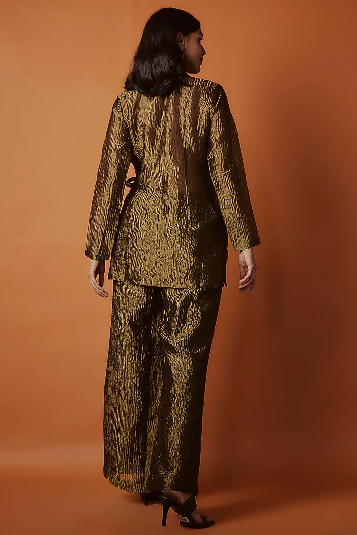 Metallic Gold Crushed Tissue Jacket Set by Sobariko at Pernia's Pop Up Shop