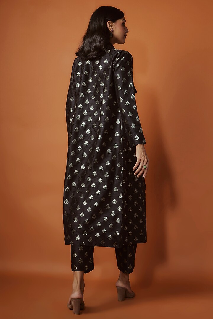 Black Silk Boota Jacket Set by Sobariko at Pernia's Pop Up Shop
