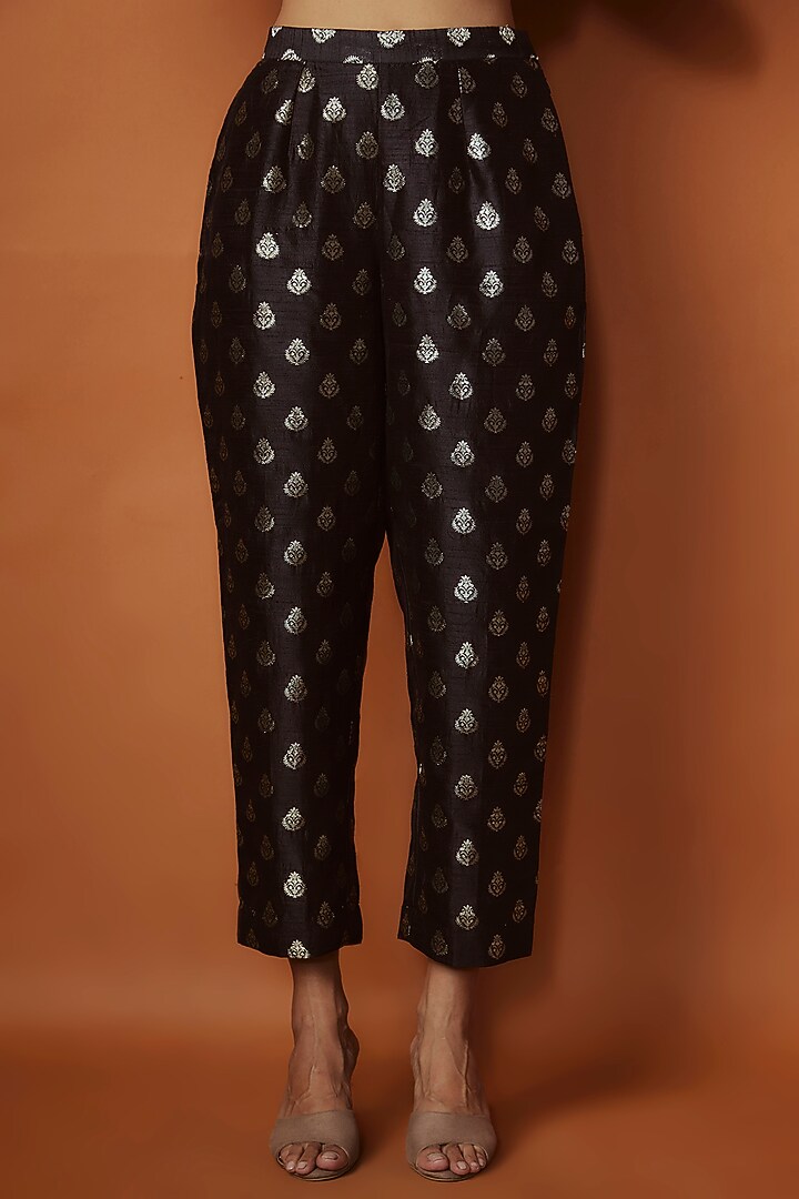 Black Silk Boota Jacket Set by Sobariko at Pernia's Pop Up Shop