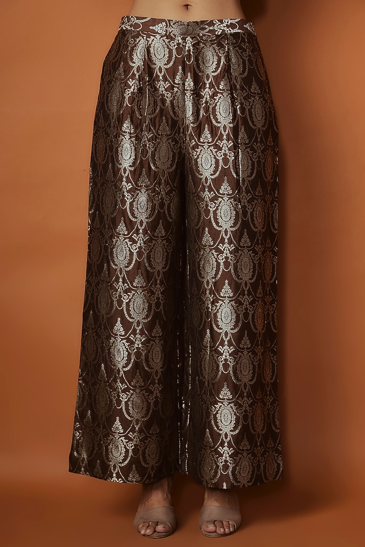 Brown Brocade Blazer Set by Sobariko at Pernia's Pop Up Shop