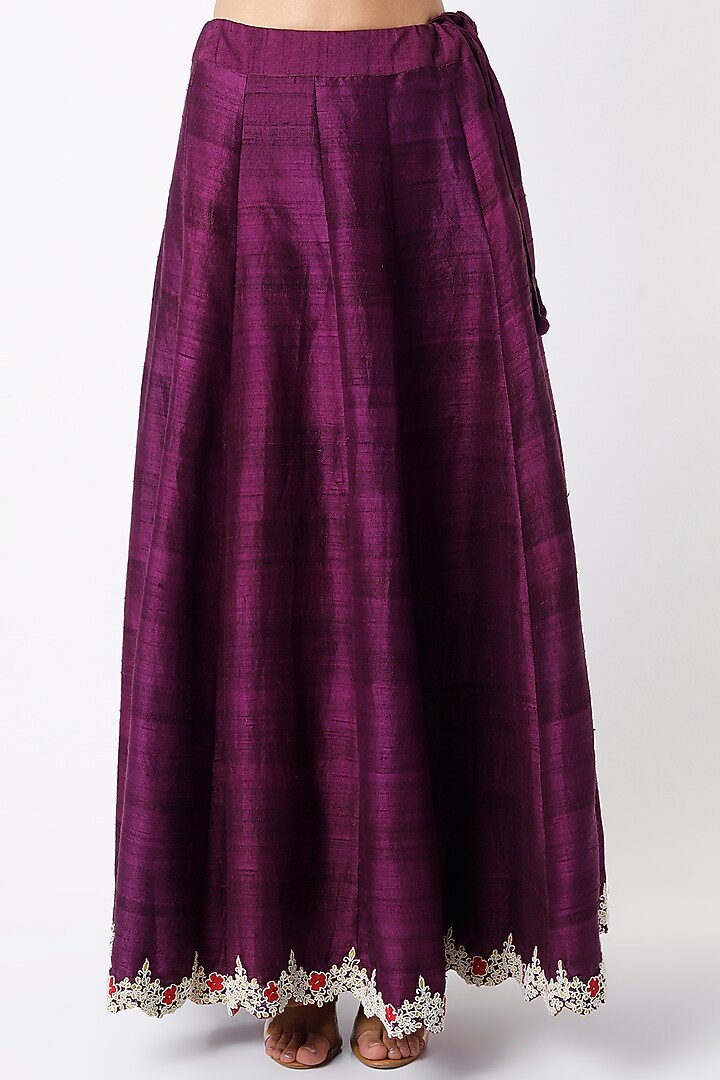 Purple Hand Embroidered Wedding Lehenga Set by Soumodeep Dutta at Pernia's Pop Up Shop