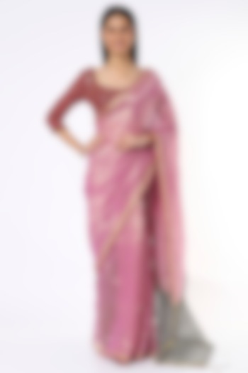 Mauve Silk Handloom Saree by Soumodeep Dutta