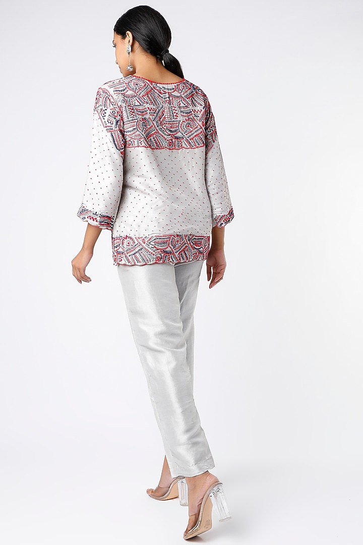 Grey Hand Embroidered Cape Set by Soumodeep Dutta at Pernia's Pop Up Shop