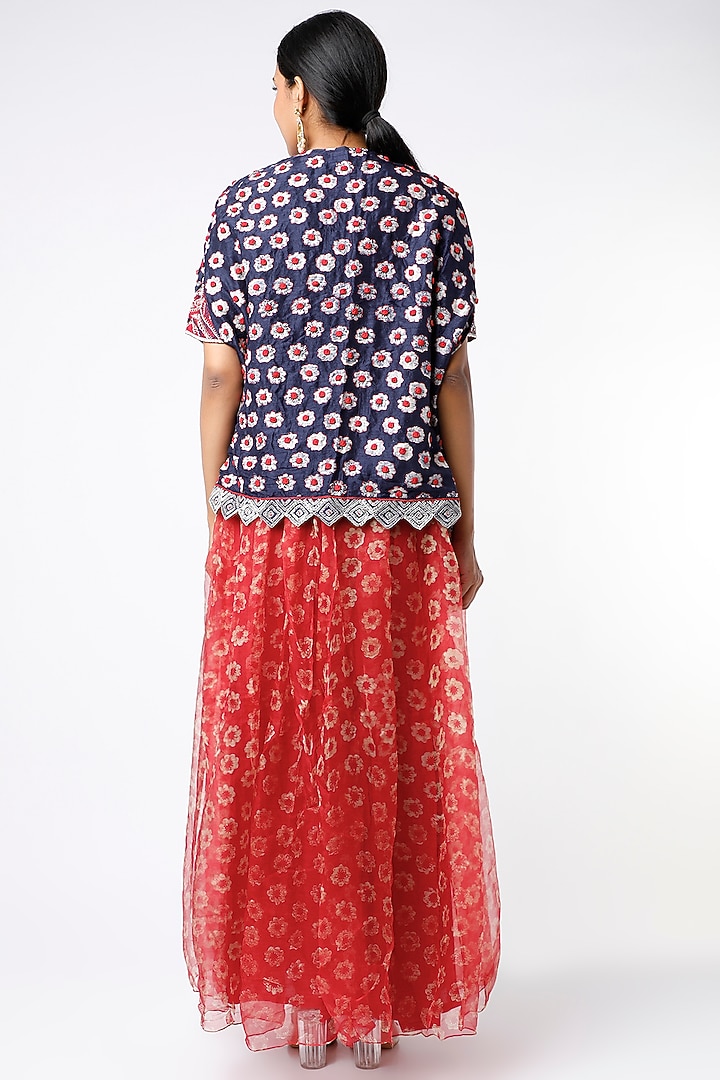 Red Organza Skirt Set by Soumodeep Dutta at Pernia's Pop Up Shop