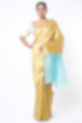 Golden Yellow Silk Handloom Saree by Soumodeep Dutta