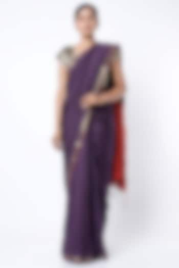 Violet Silk Handloom Saree by Soumodeep Dutta