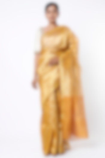 Golden Silk Handloom Saree by Soumodeep Dutta