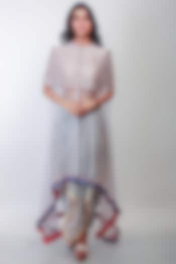 Grey Embroidered Butterfly Skirt Set by Soumodeep Dutta at Pernia's Pop Up Shop